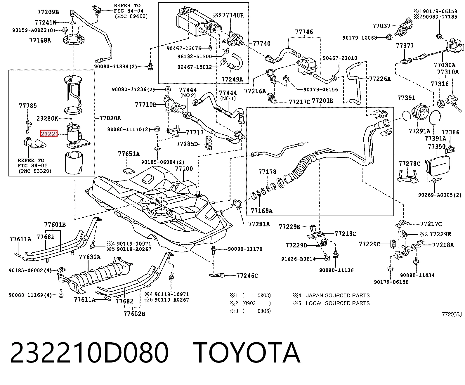232210D080 Toyota Елемент-турбінка паливного насоса