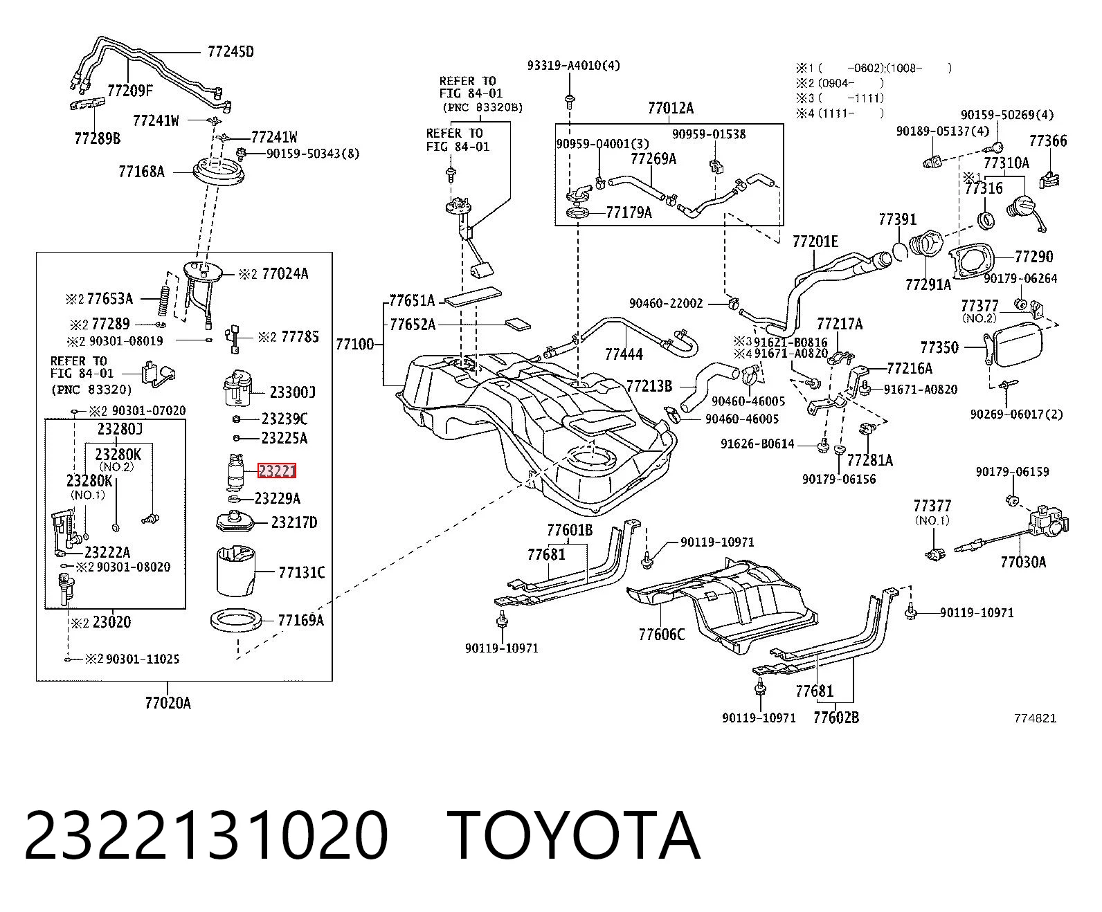 2322131020 Toyota Паливний насос електричний, погружной
