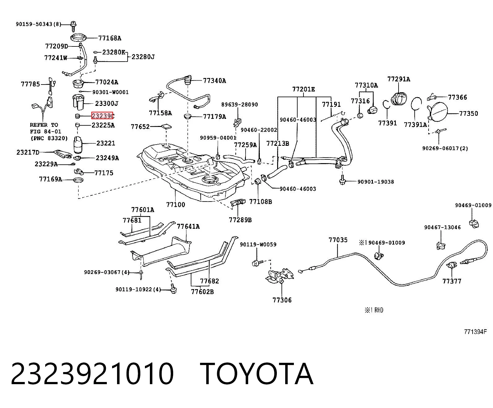 2323921010 Toyota Трубка паливна, зворотня від форсунок