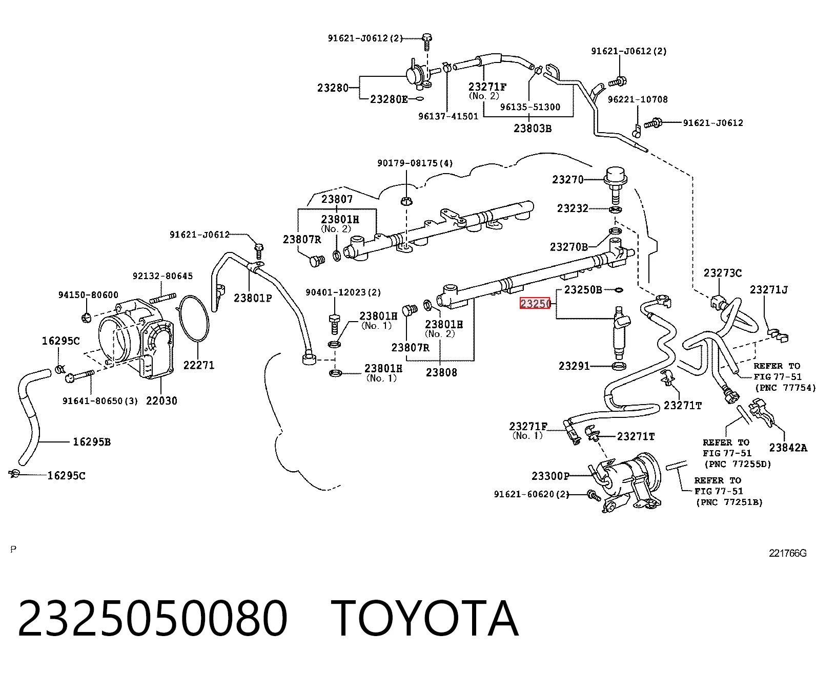 2325050080 Toyota Форсунка вприску палива