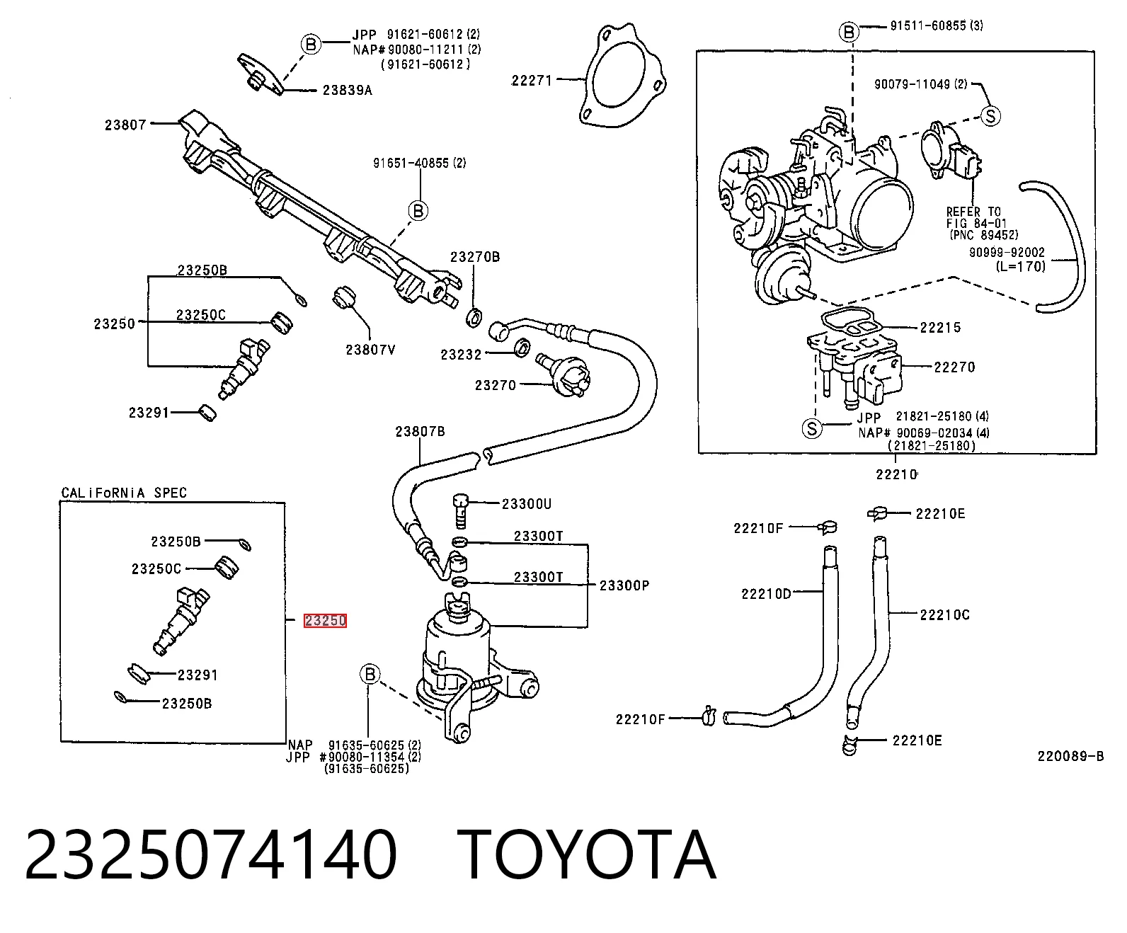 2325074140 Toyota Форсунка вприску палива