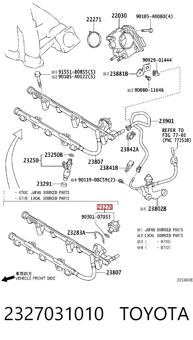 2327031010 Toyota Регулятор тиску палива