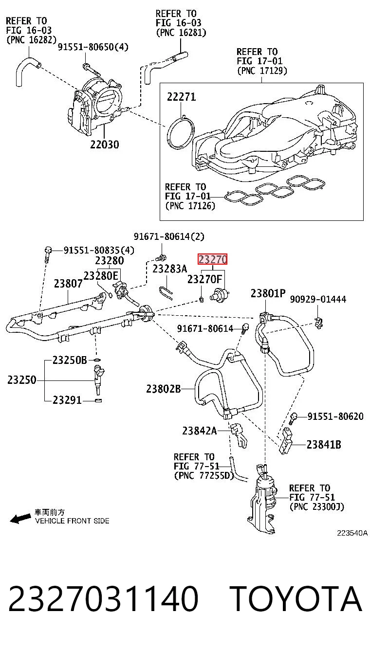 2327031140 Toyota Регулятор тиску палива