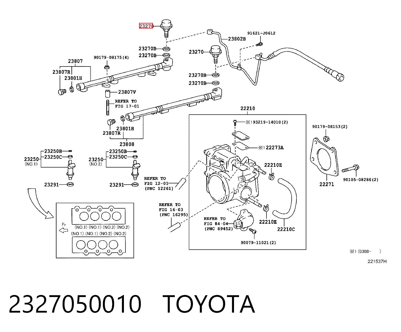 2327050010 Toyota Регулятор тиску палива