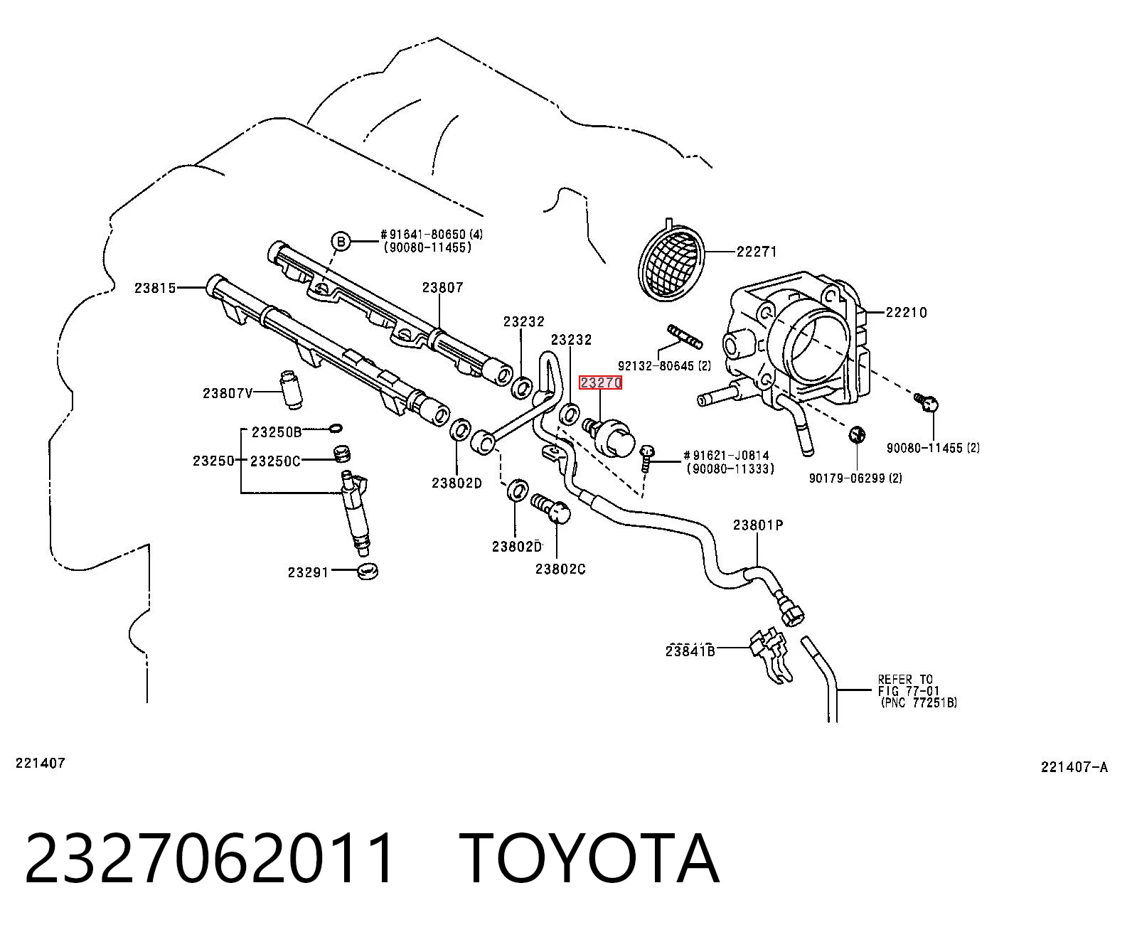 2327062011 Toyota Регулятор тиску палива