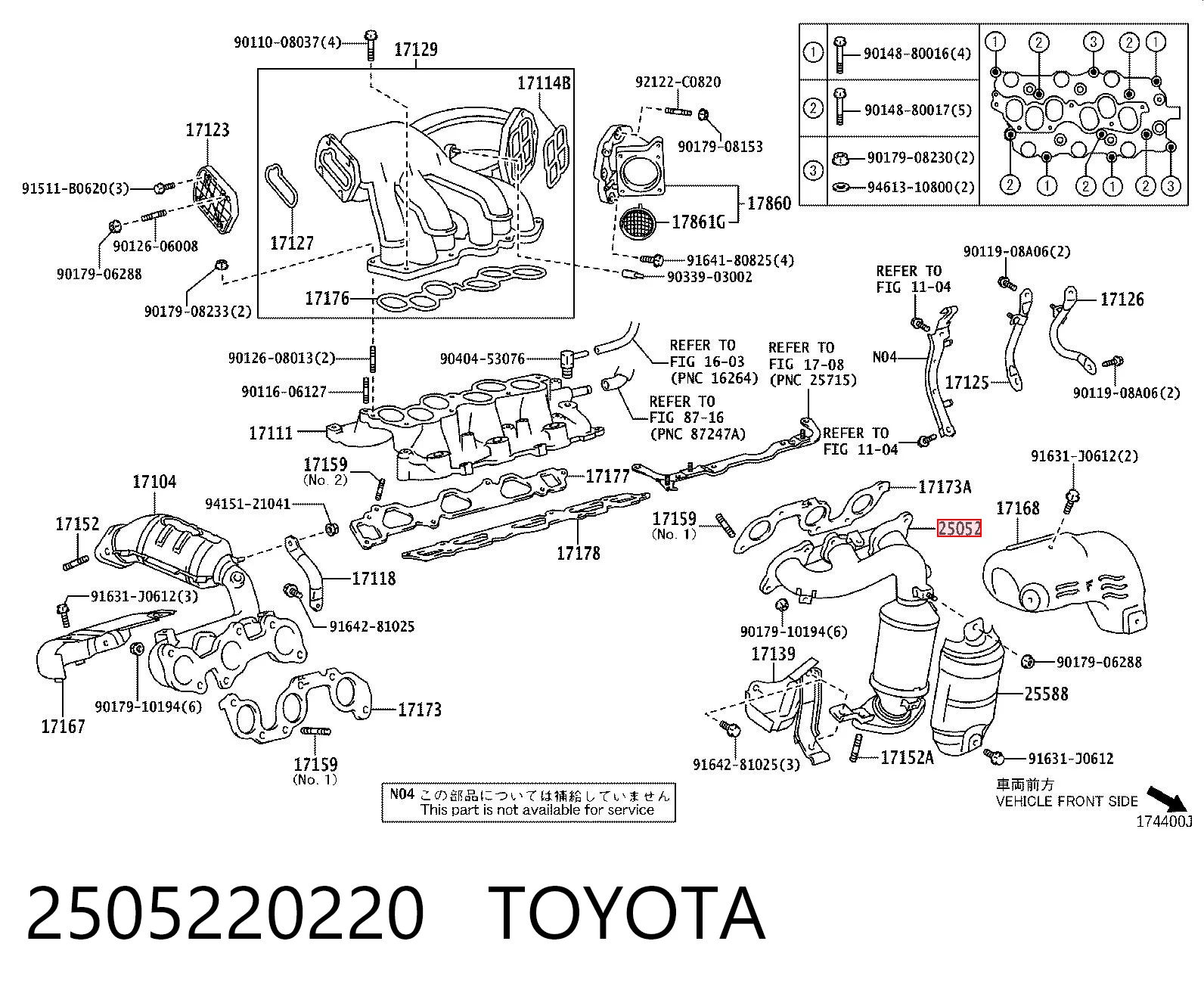 2505220220 Toyota Колектор випускний, лівий