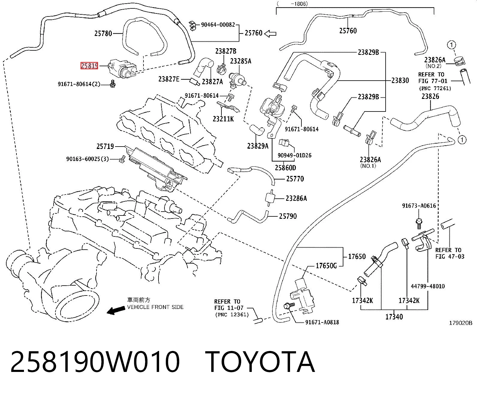 258190W010 Toyota Клапан перетворювач тиску наддуву (соленоїд)