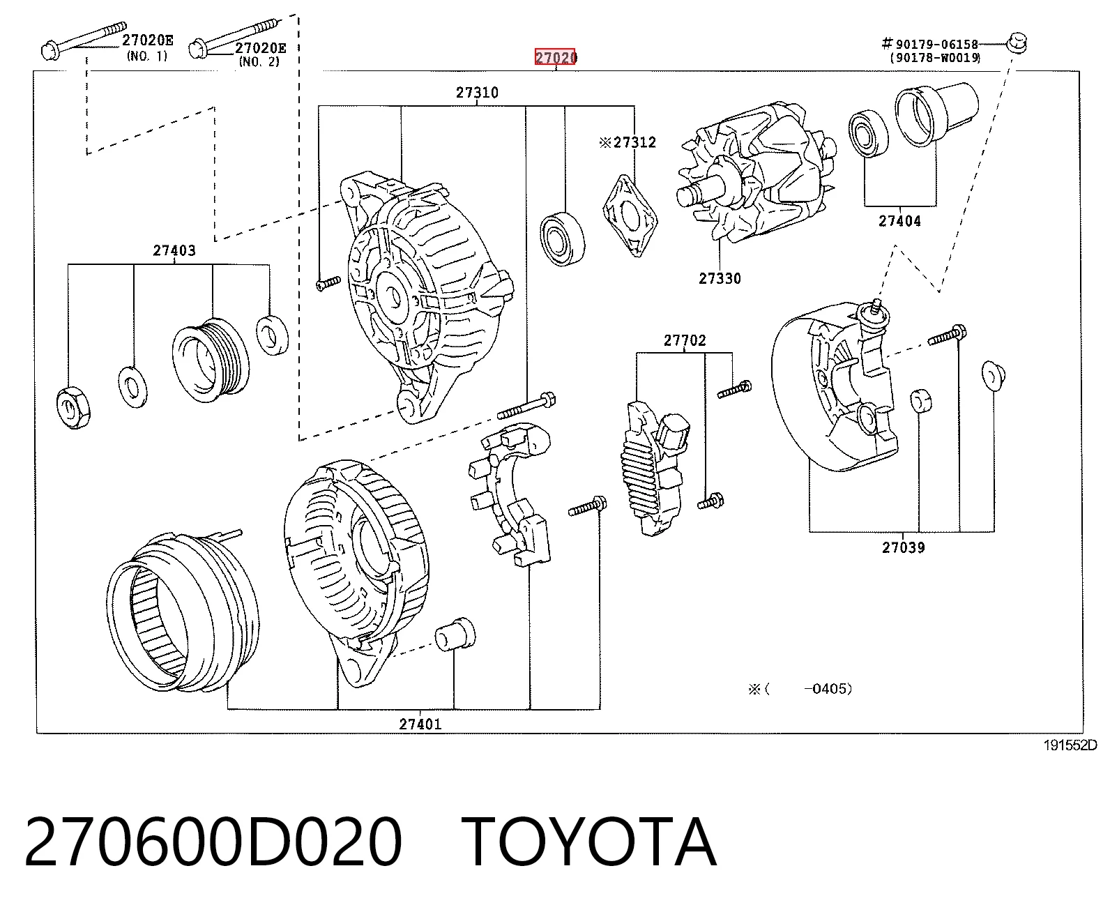270600D020 Toyota Авто генератор