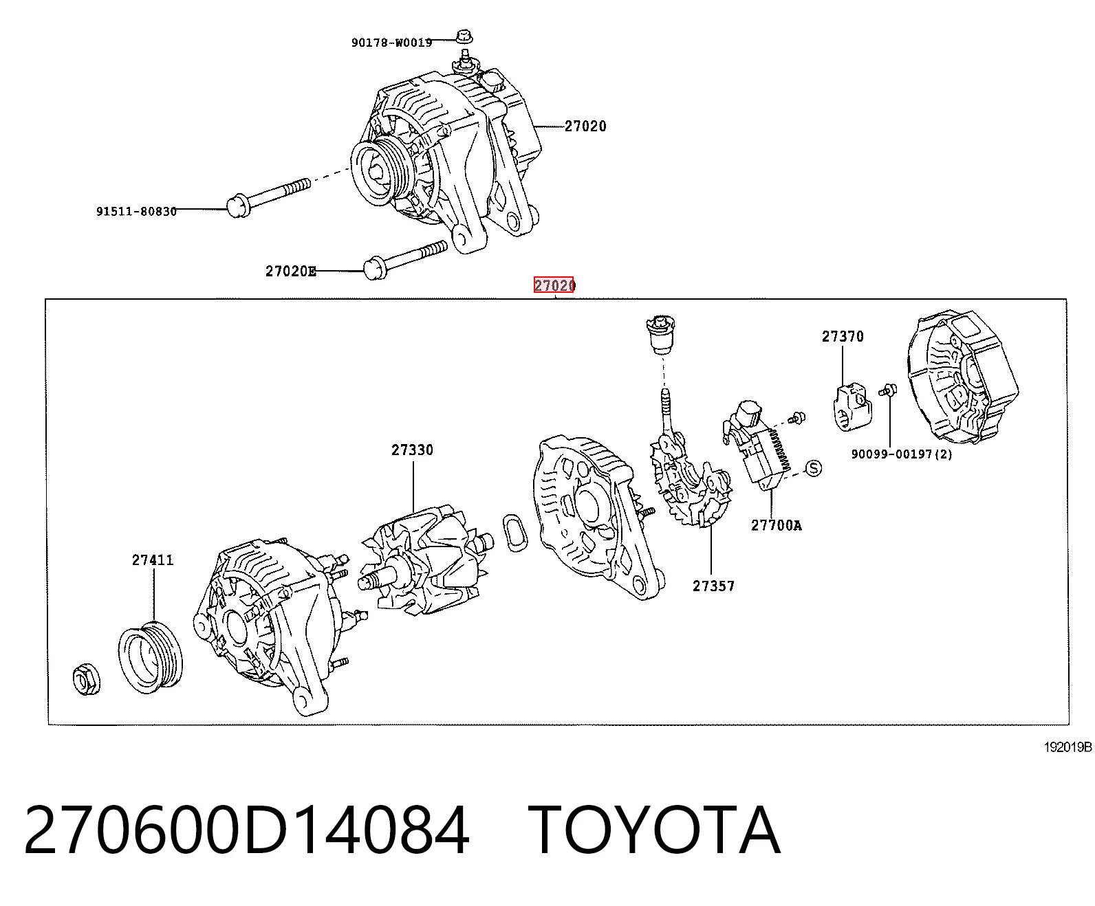 270600D14084 Toyota Авто генератор