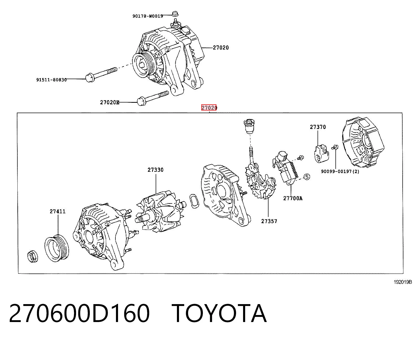 270600D160 Toyota Авто генератор