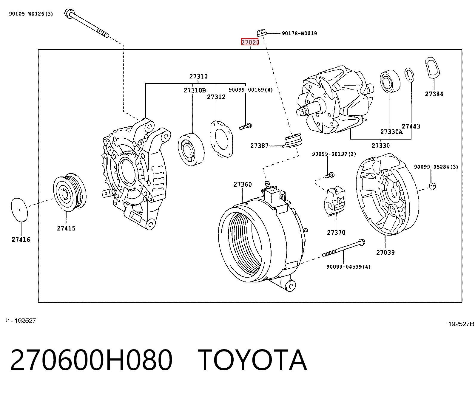 270600H080 Toyota Авто генератор