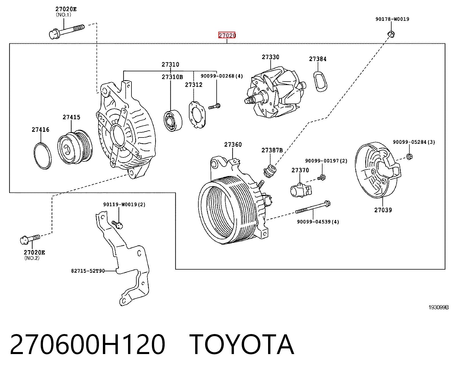 270600H120 Toyota Авто генератор