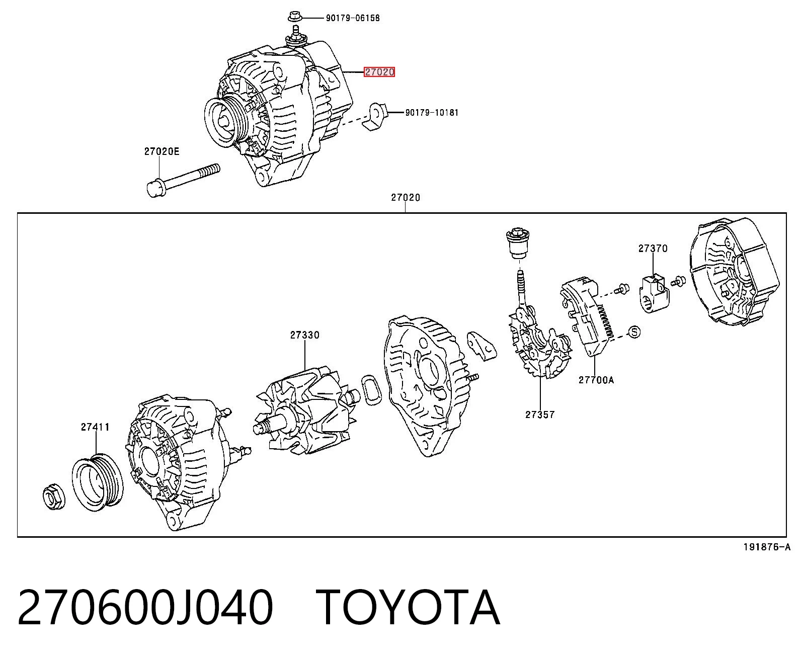 270600J040 Toyota Авто генератор