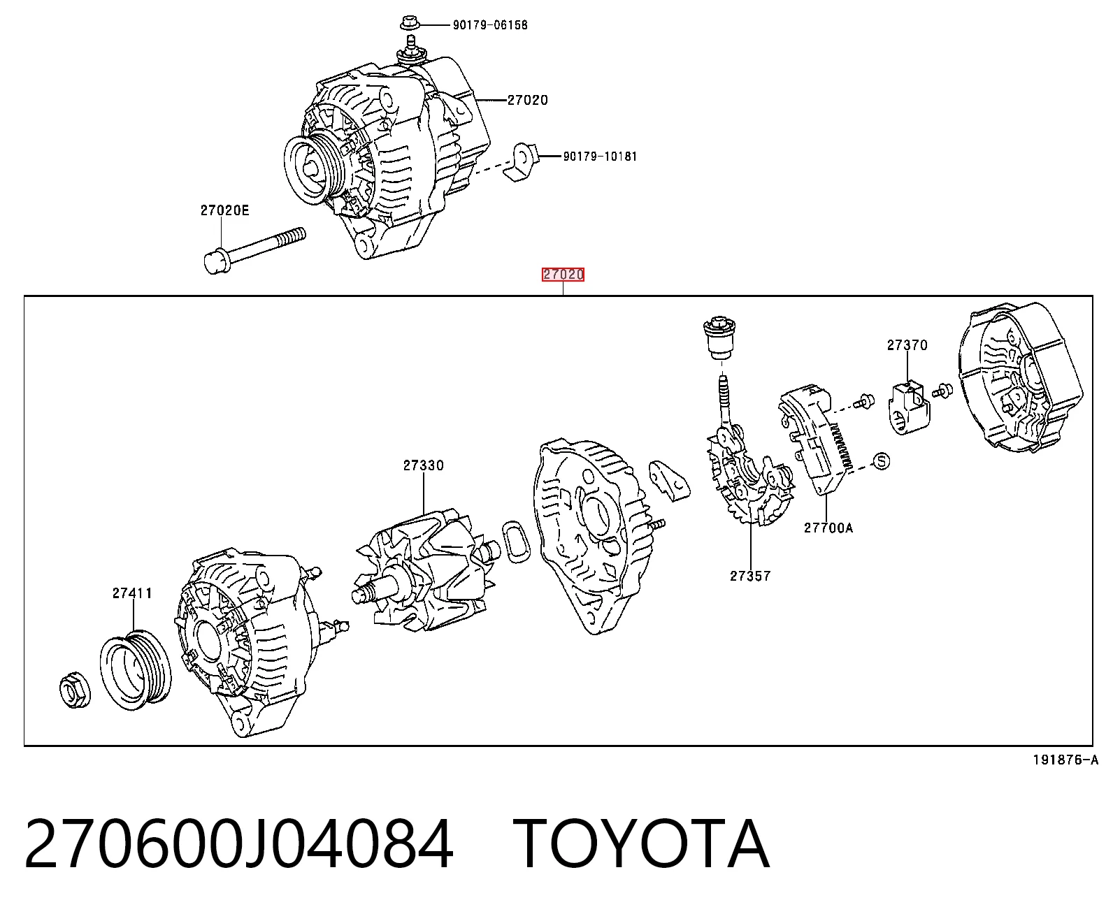 270600J04084 Toyota Авто генератор