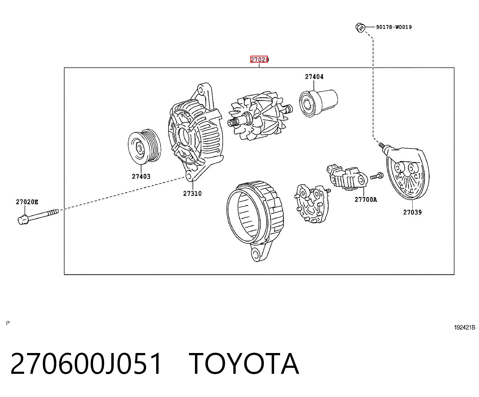 270600J051 Toyota Авто генератор