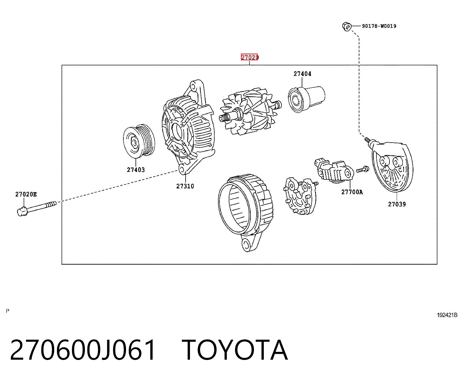 270600J061 Toyota Авто генератор