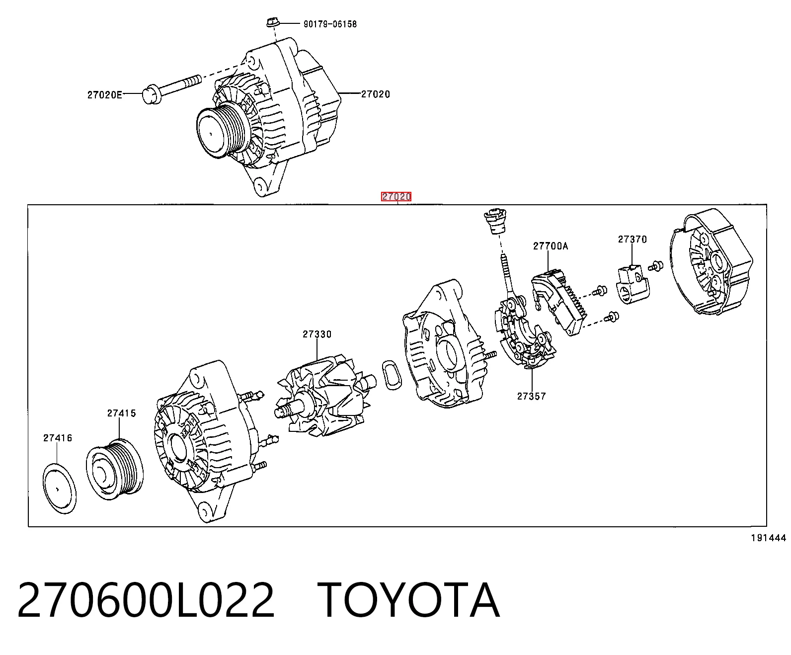 270600L022 Toyota Авто генератор