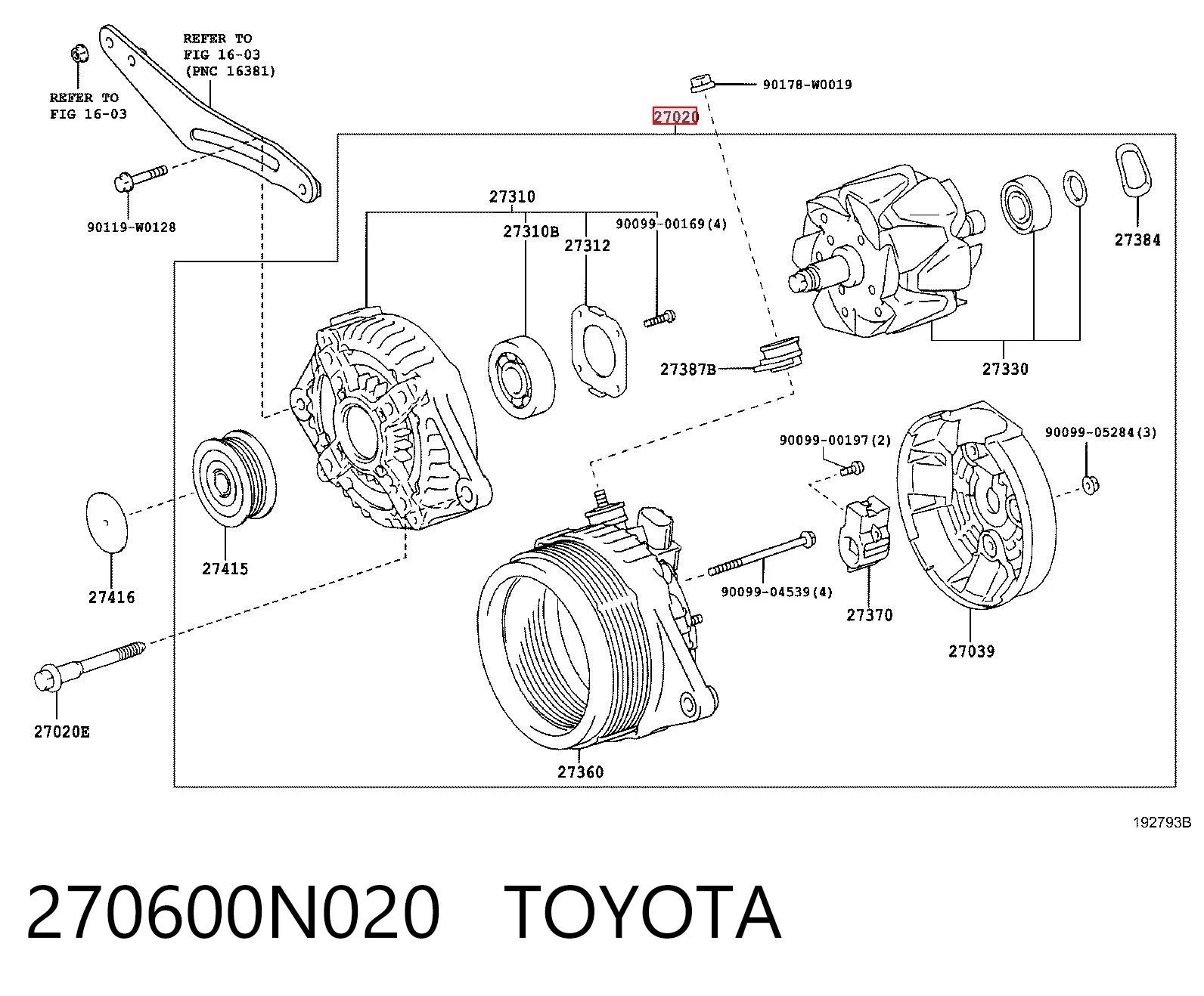 270600N020 Toyota Авто генератор