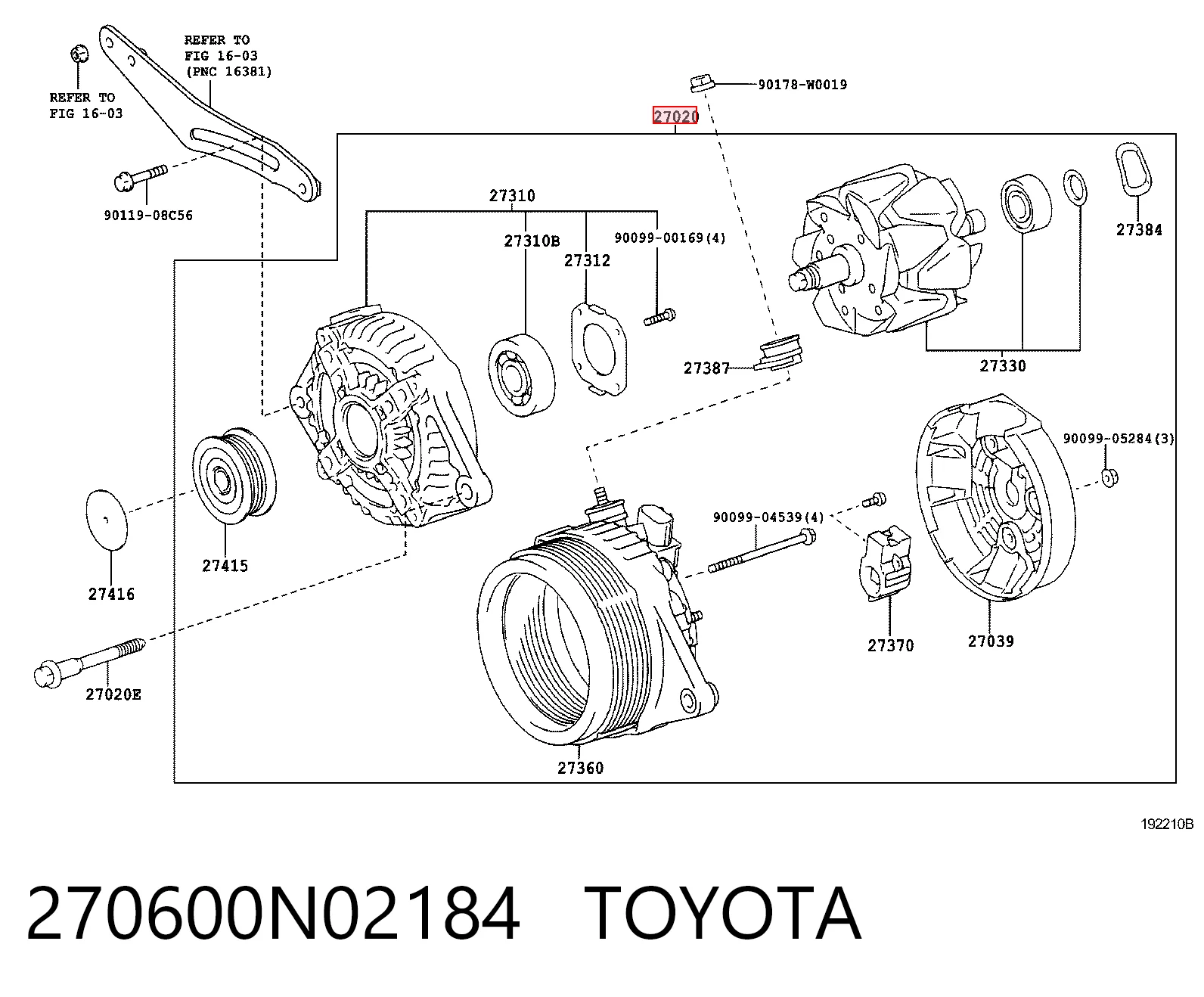 270600N02184 Toyota Авто генератор