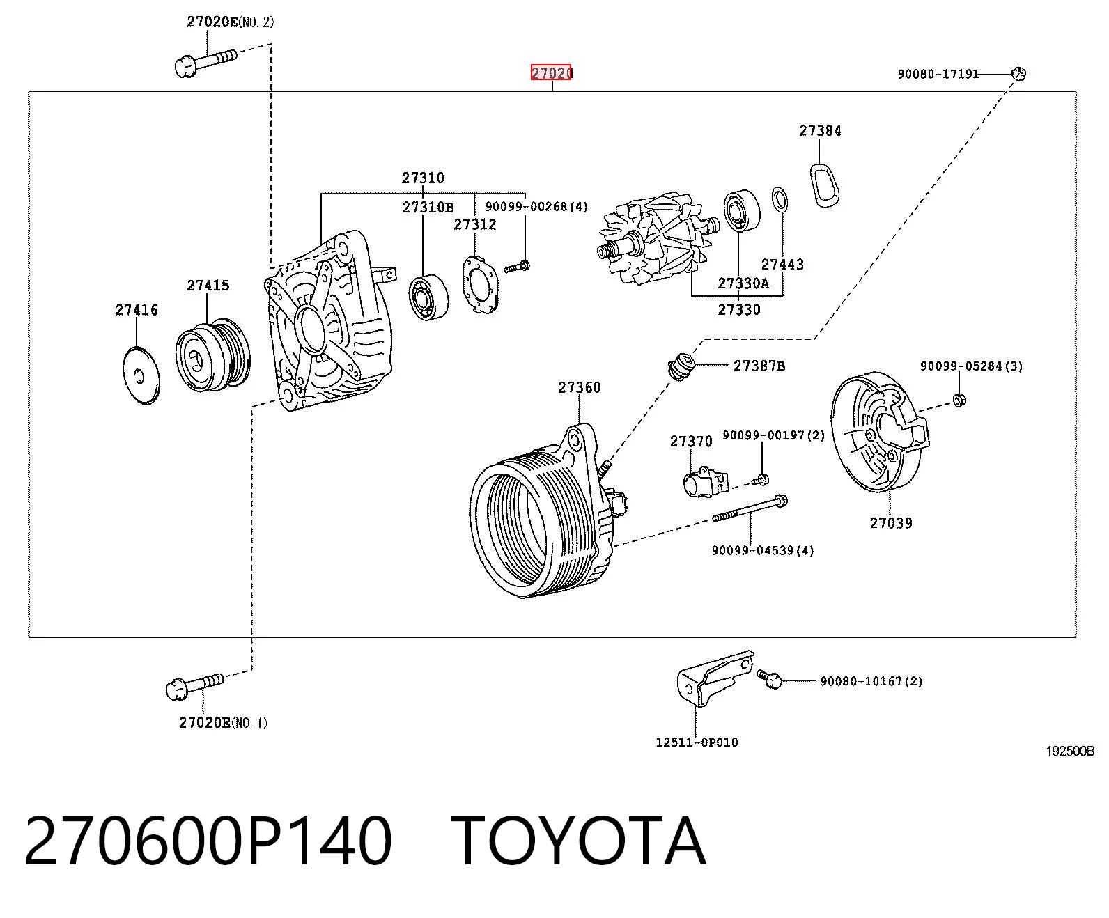 270600P140 Toyota Авто генератор