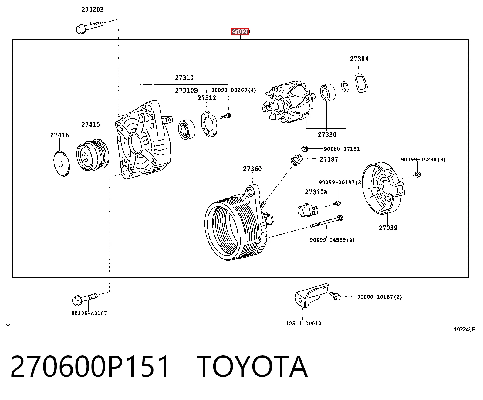 270600P151 Toyota Авто генератор