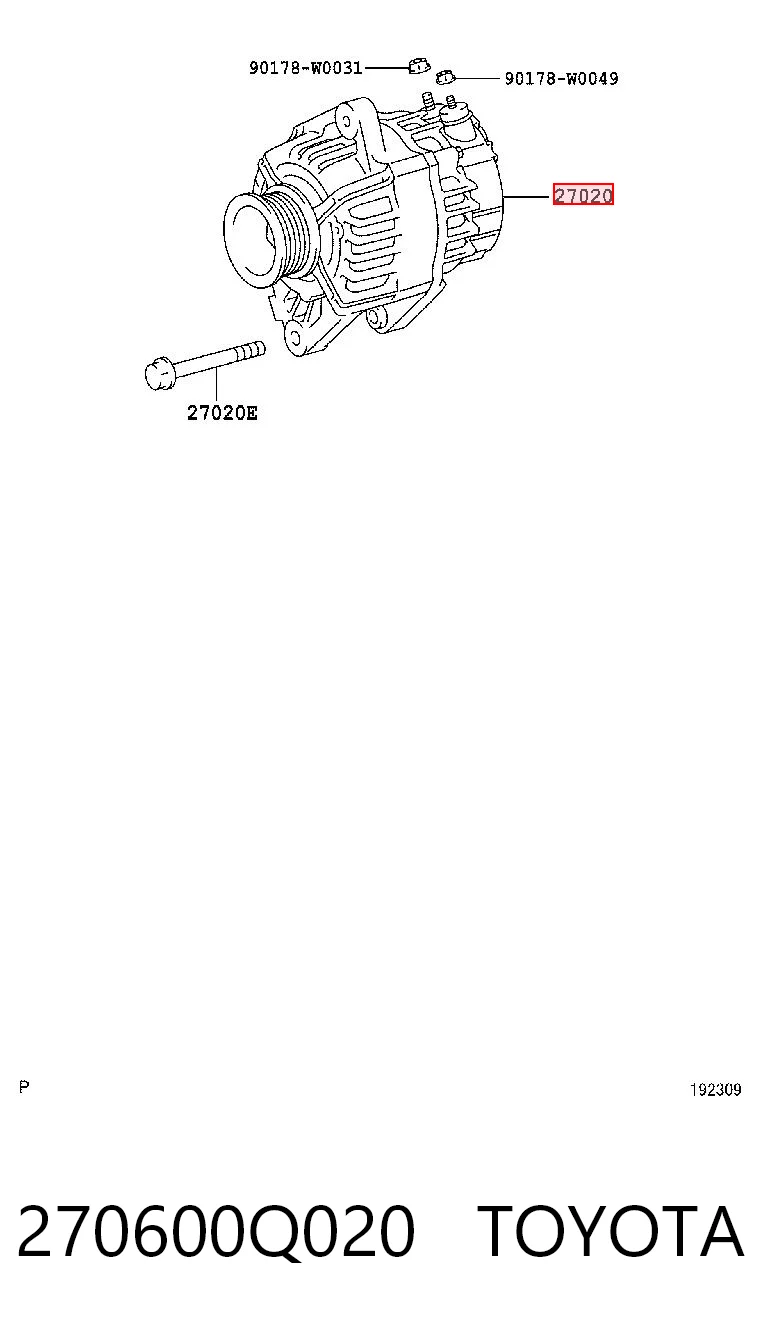 270600Q020 Toyota Авто генератор