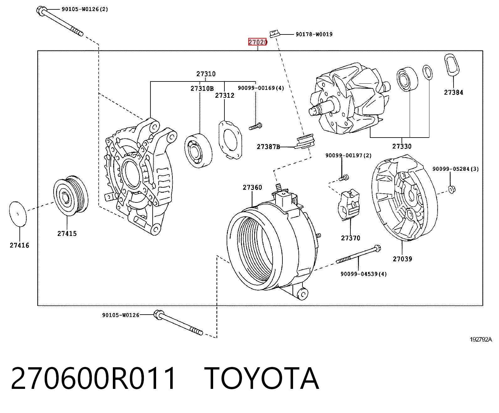 270600R011 Toyota Авто генератор