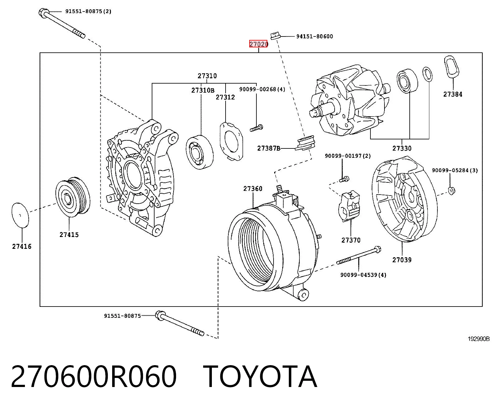 270600R060 Toyota Авто генератор