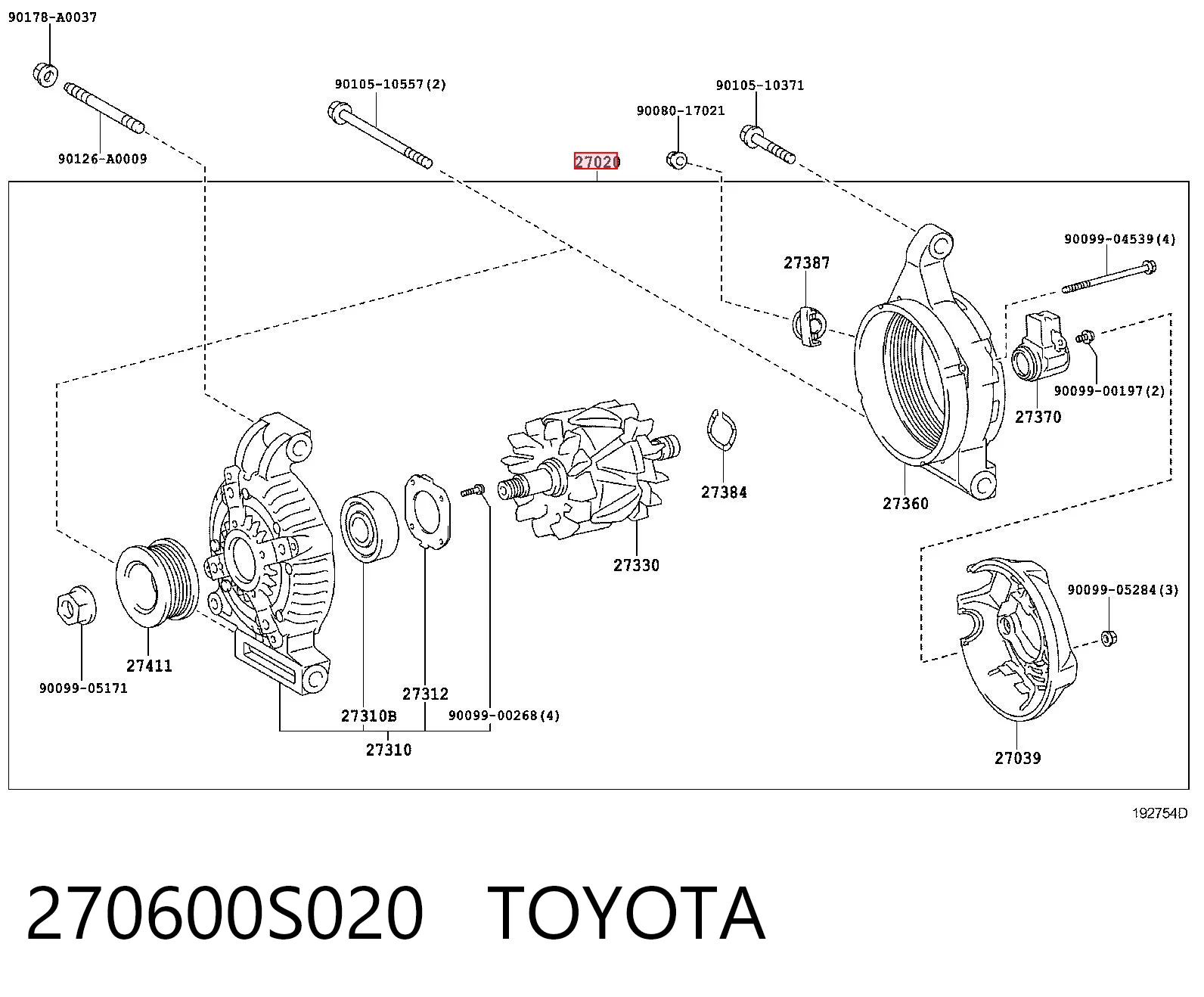 270600S020 Toyota Авто генератор