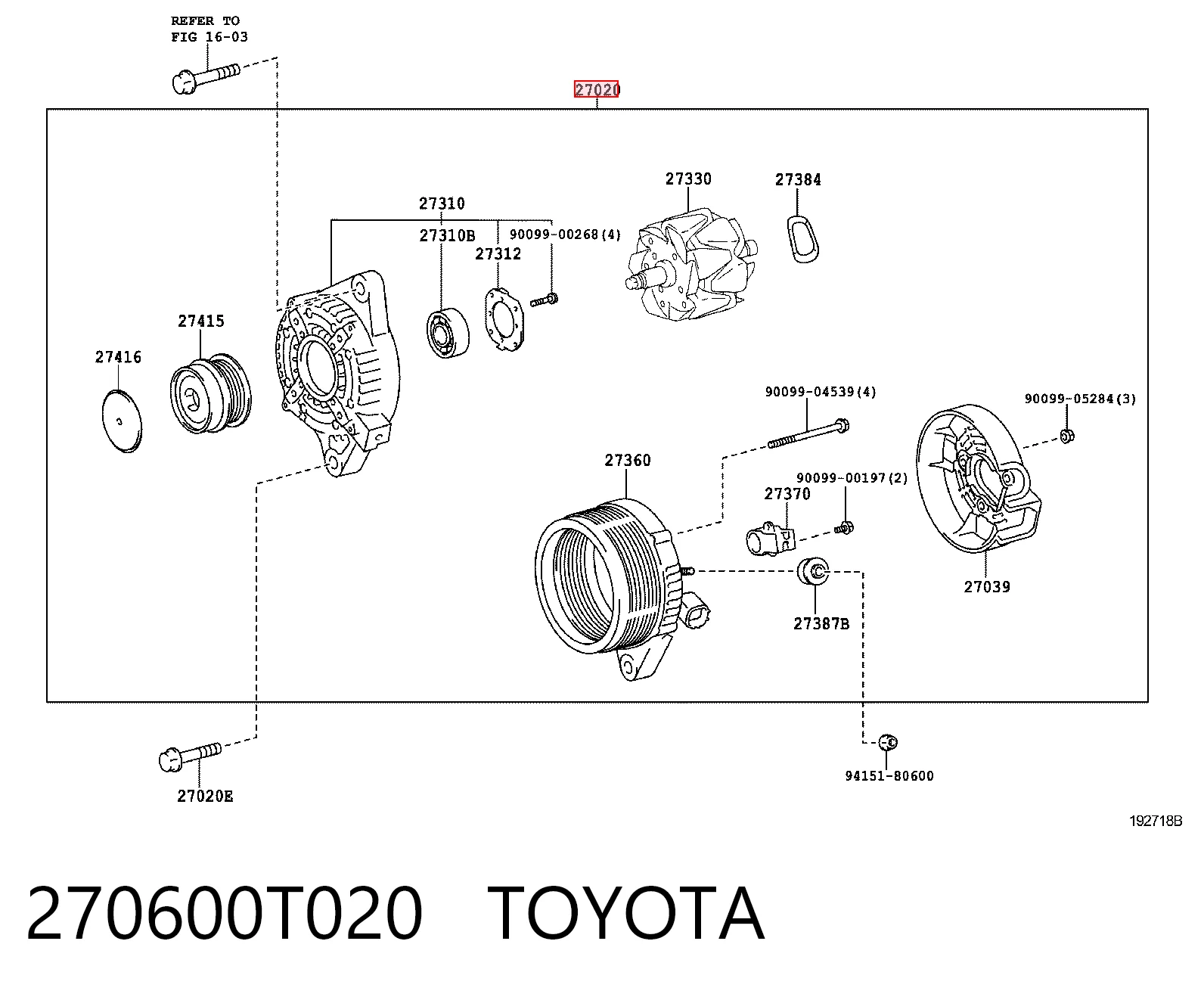 270600T020 Toyota Авто генератор