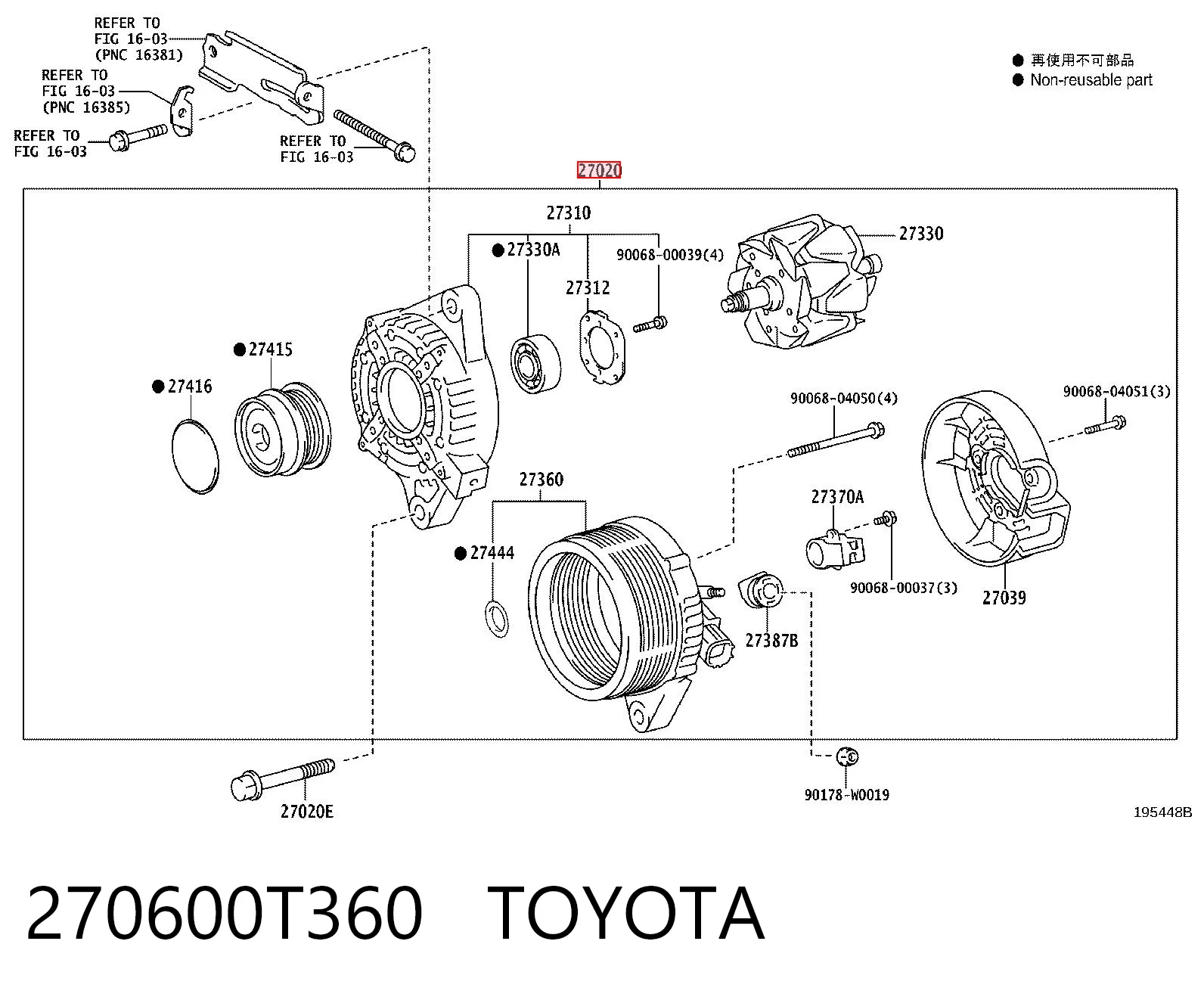 270600T360 Toyota Авто генератор