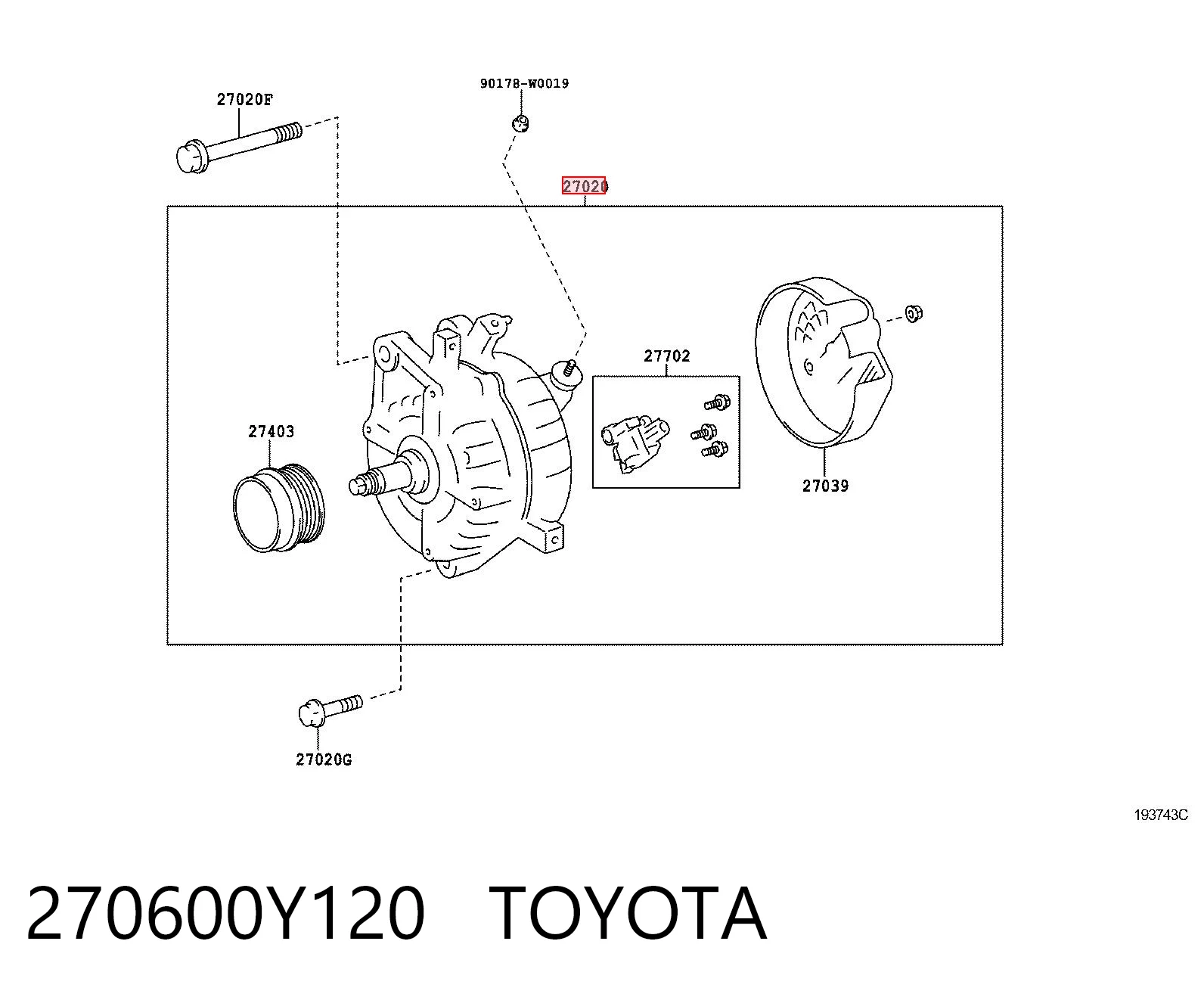 270600Y120 Toyota Авто генератор