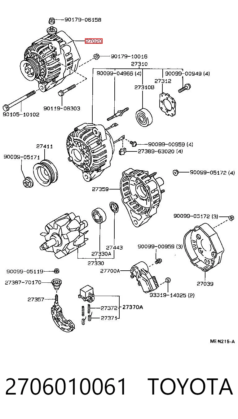 2706010061 Toyota Авто генератор