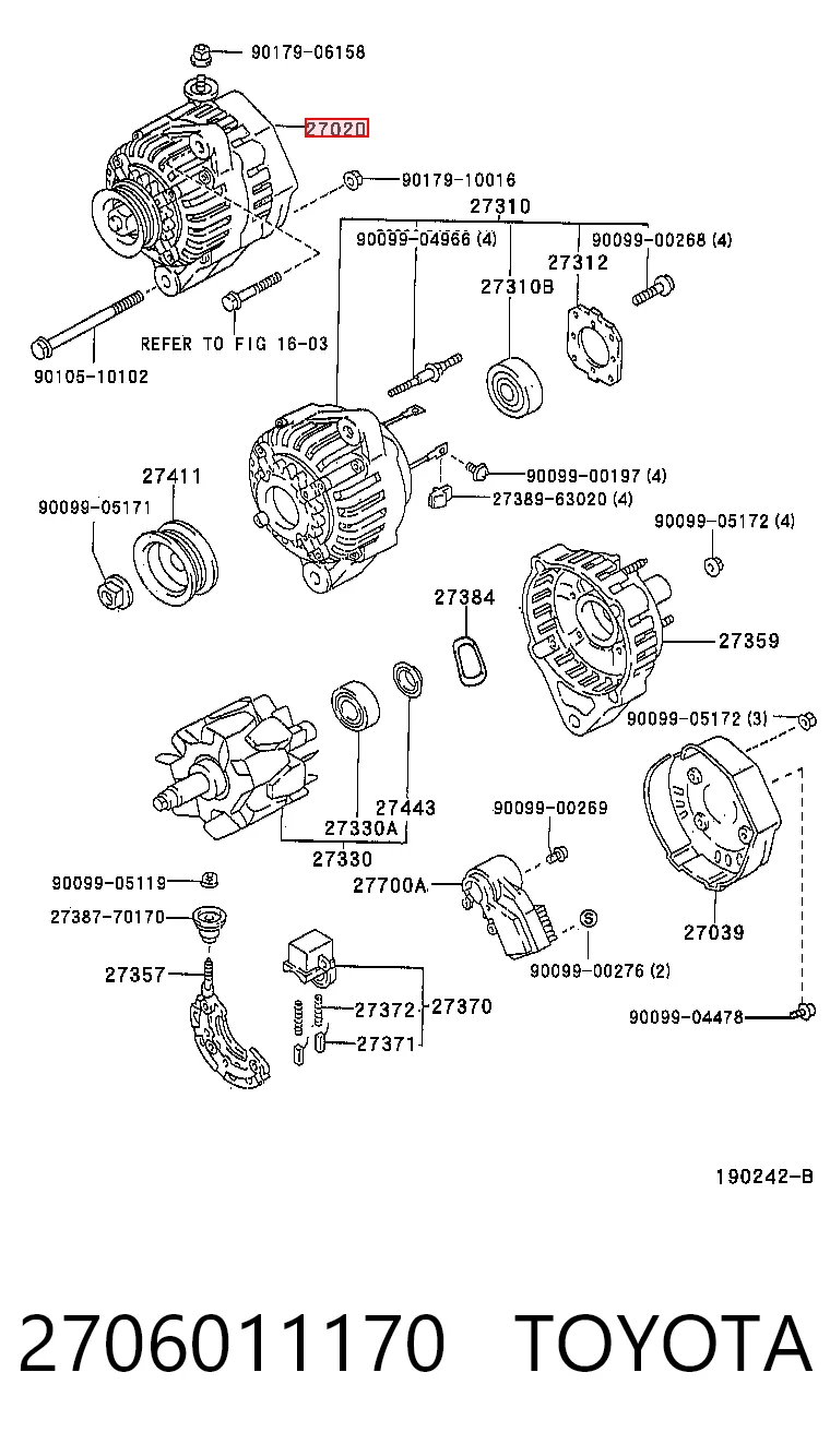2706011170 Toyota Авто генератор