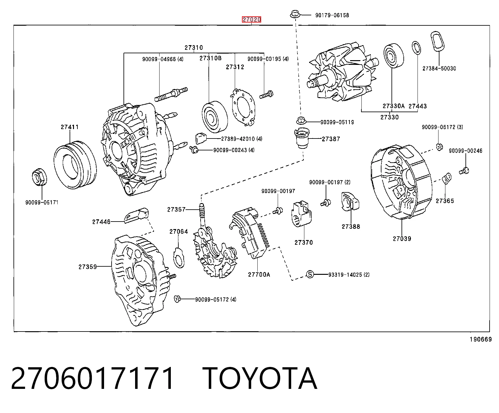 2706017171 Toyota Авто генератор