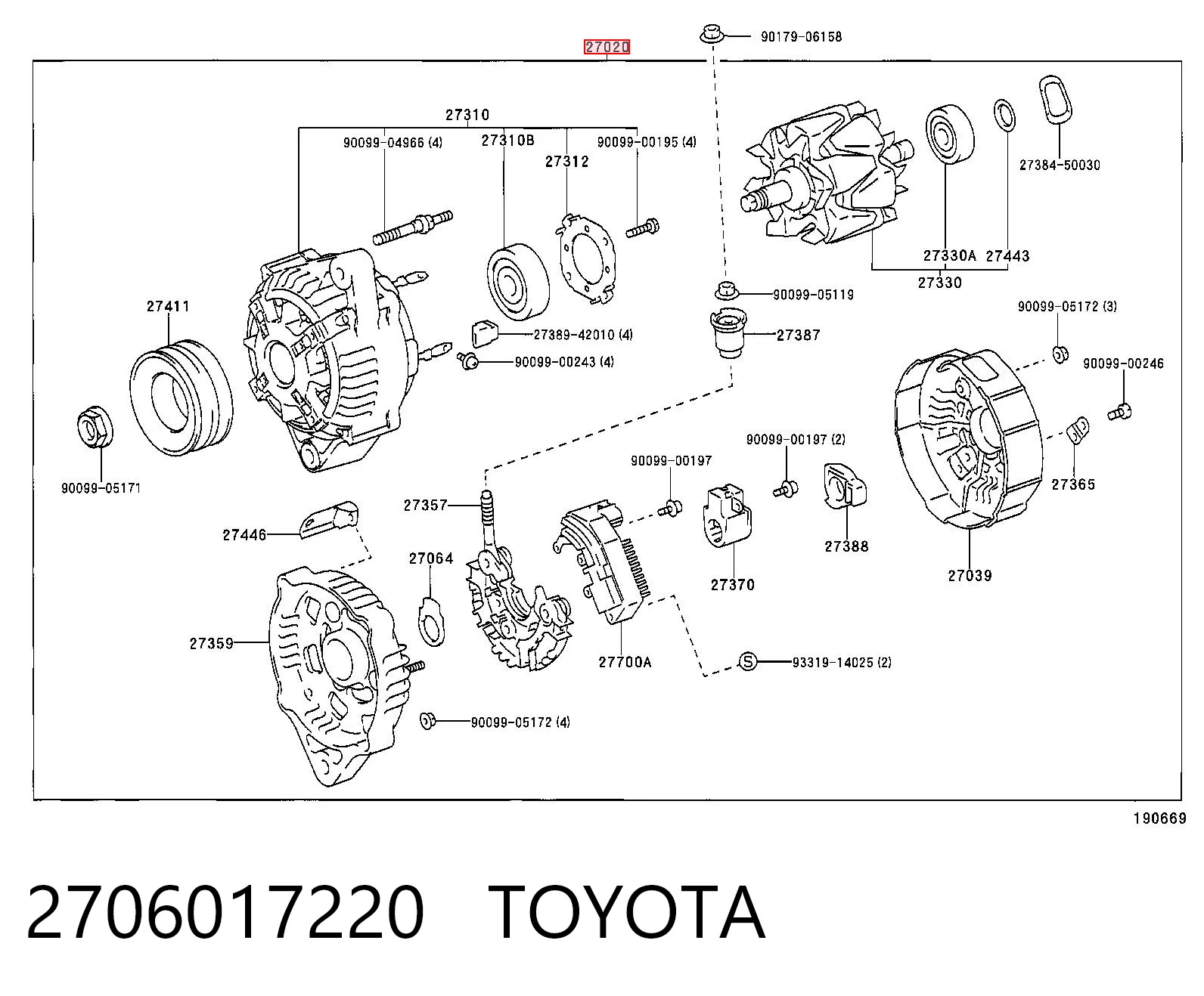 2706017220 Toyota Авто генератор