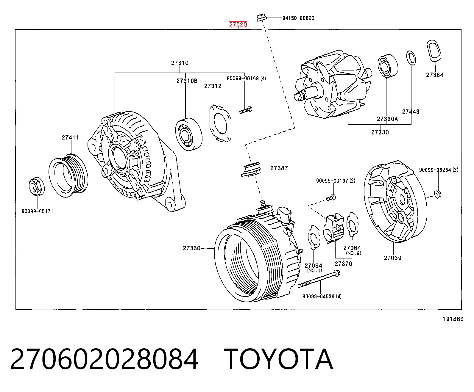 270602028084 Toyota Авто генератор
