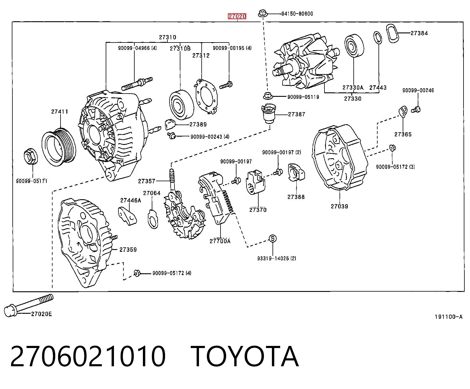 2706021010 Toyota Авто генератор