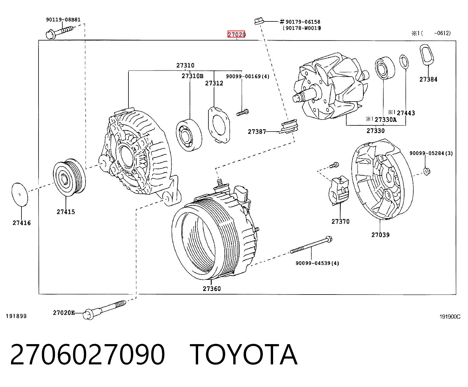 2706027090 Toyota Авто генератор
