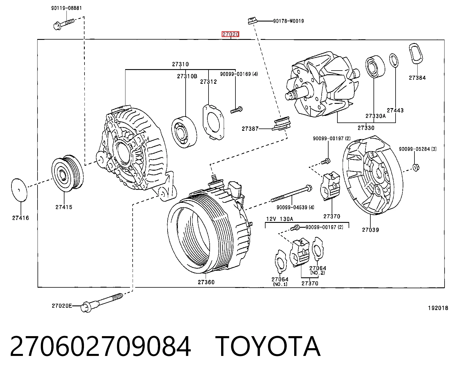  Генератор Toyota Corolla 