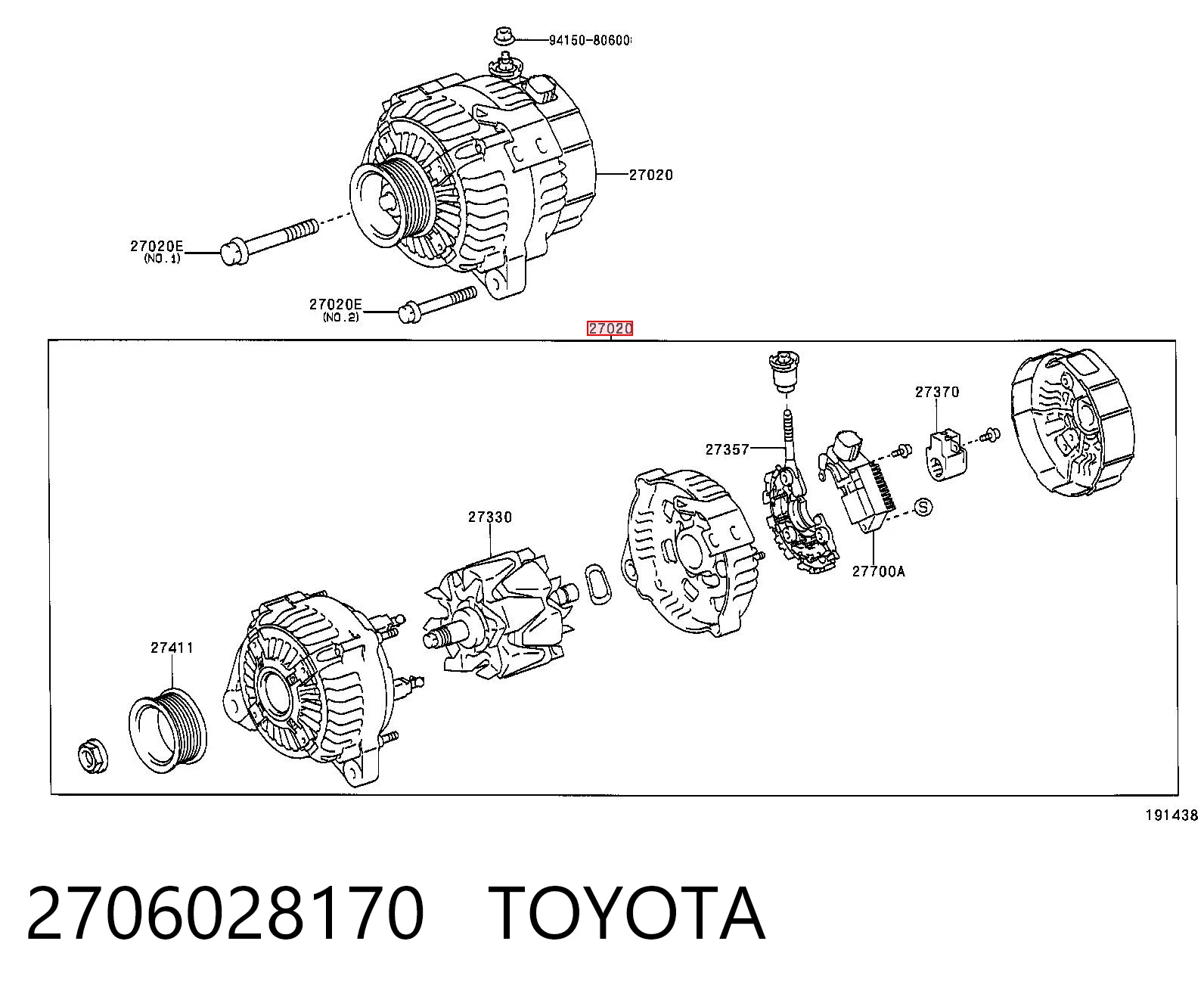 2706028170 Toyota Авто генератор