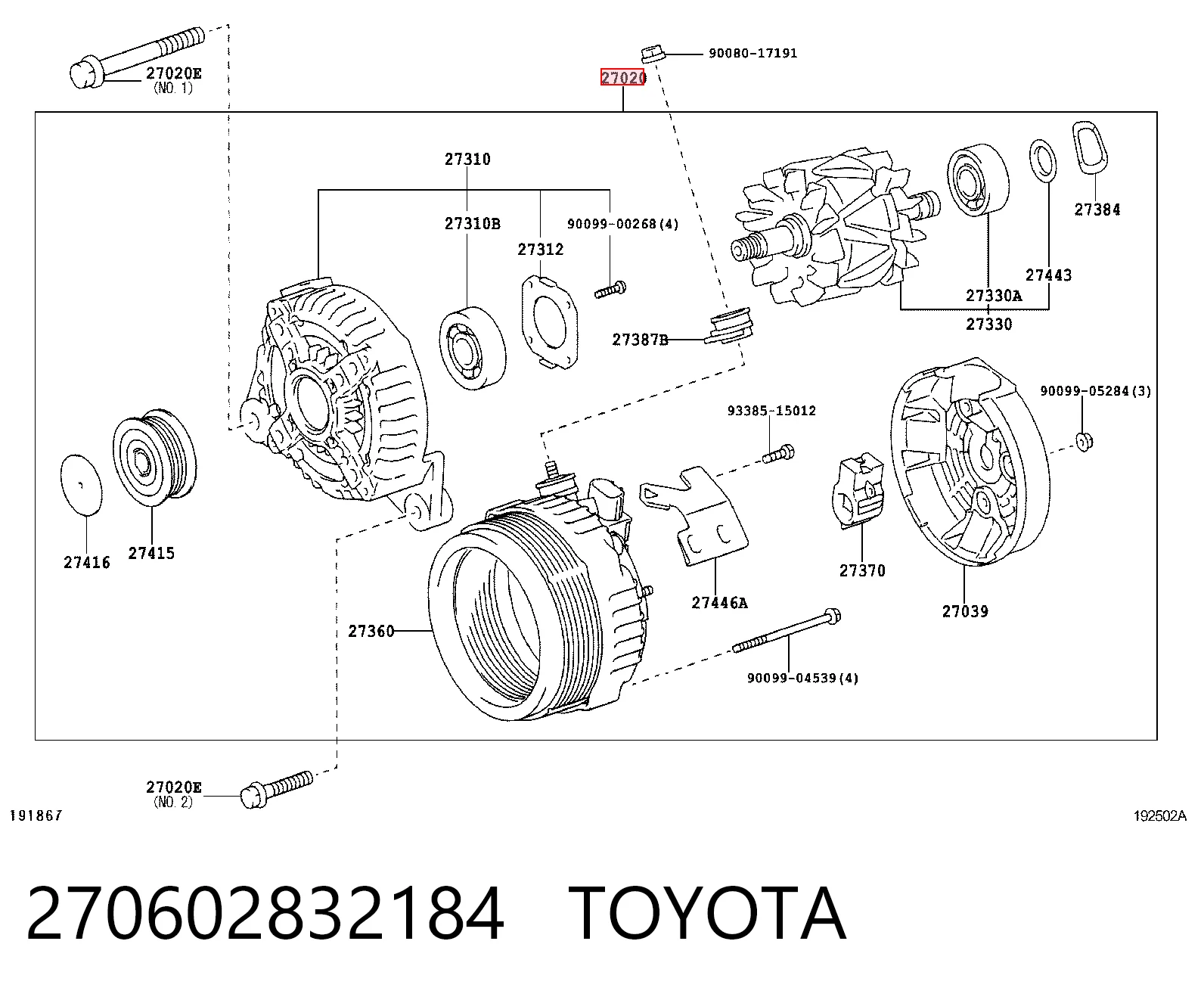 270602832184 Toyota Авто генератор