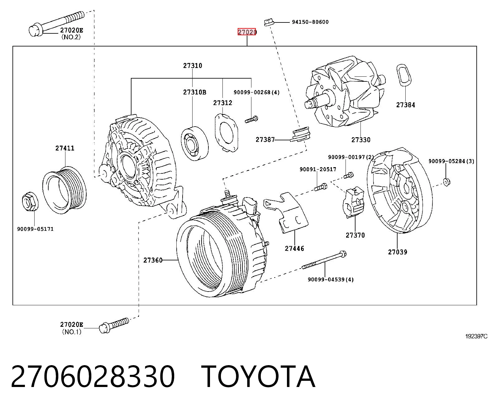 2706028330 Toyota Авто генератор