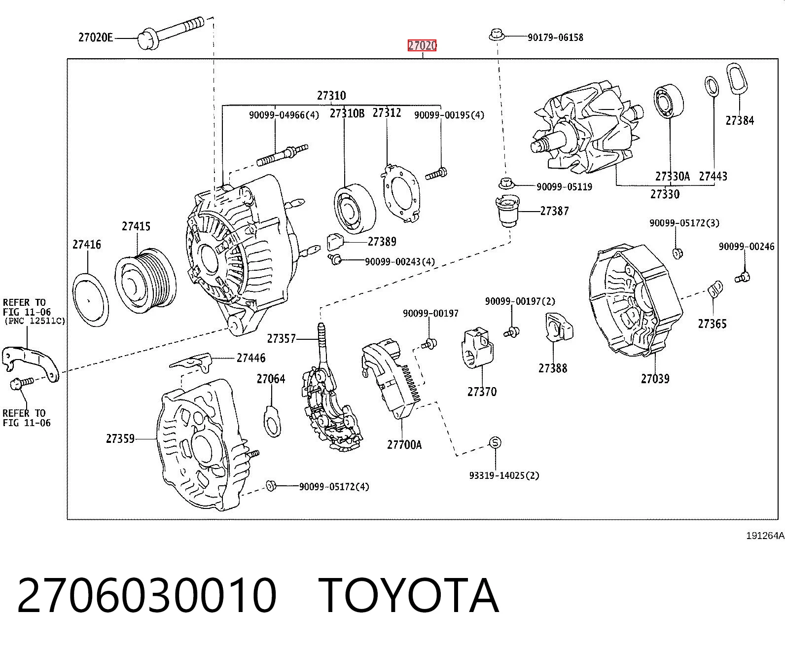 2706030010 Toyota Авто генератор