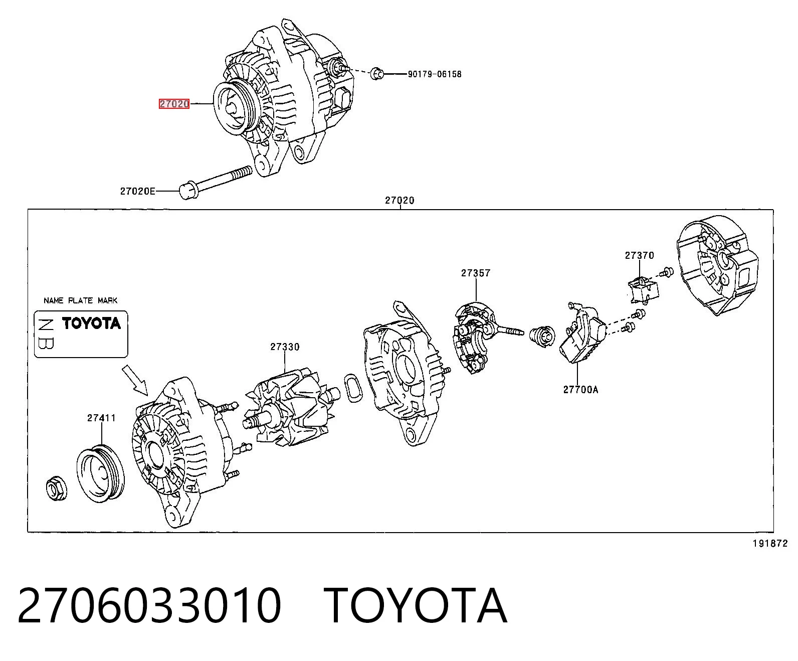 2706033010 Toyota Авто генератор