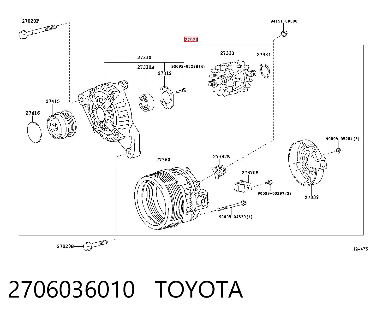 2706036010 Toyota Авто генератор