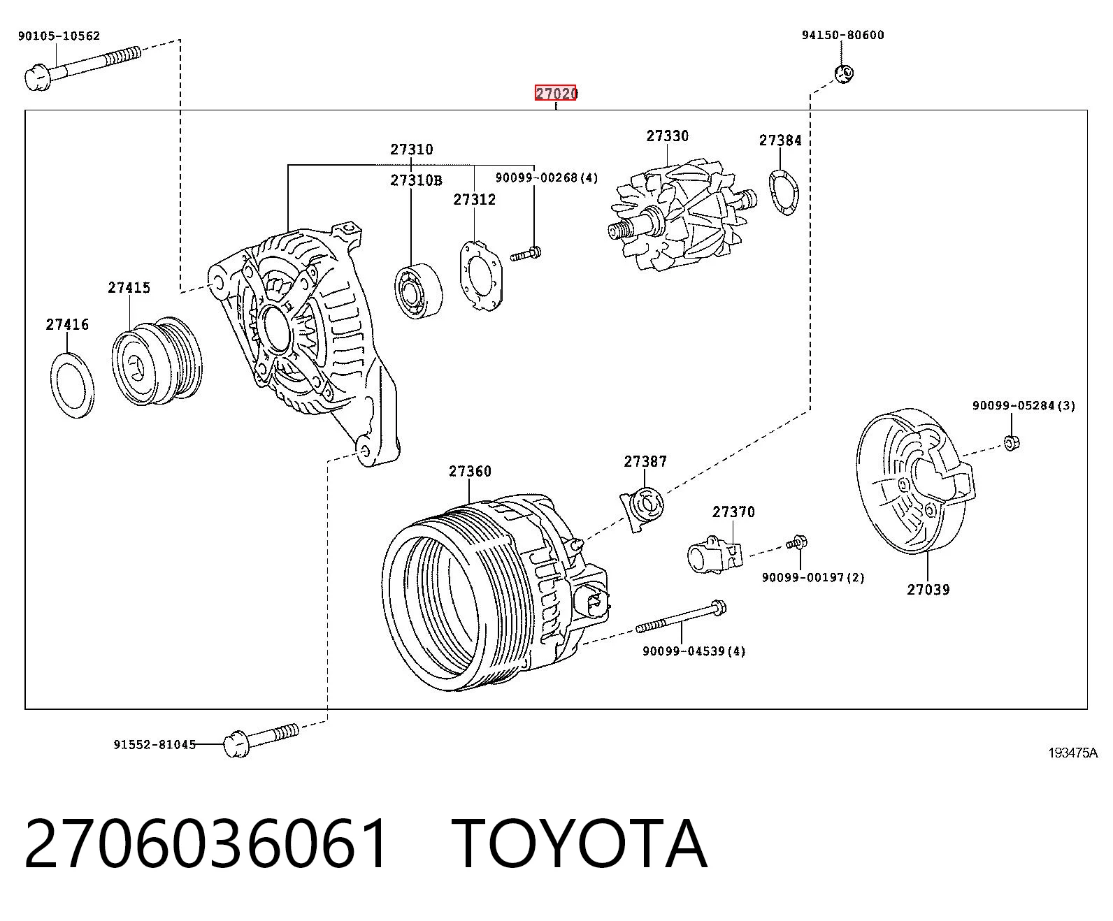 2706036061 Toyota Авто генератор