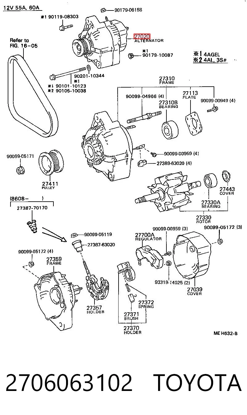 2706063102 Toyota Авто генератор