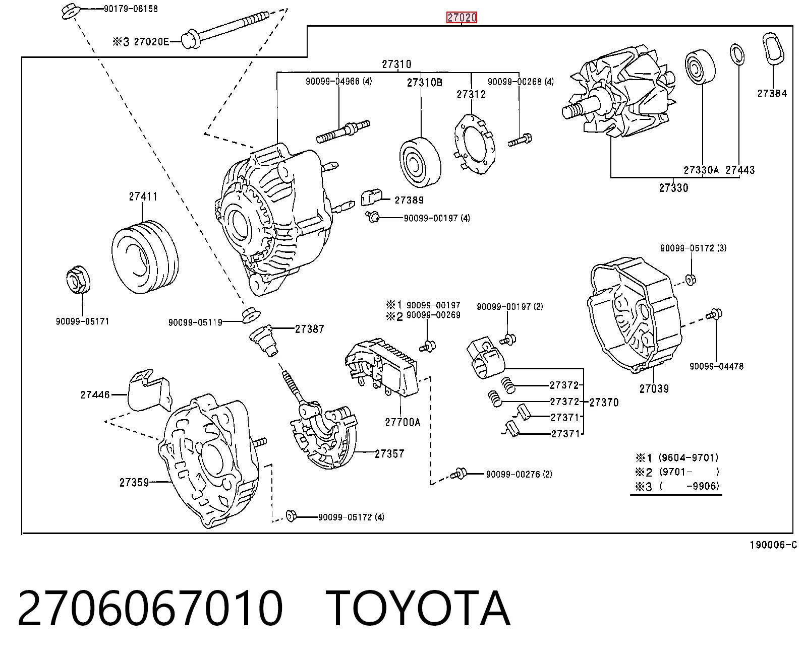 2706067010 Toyota Авто генератор