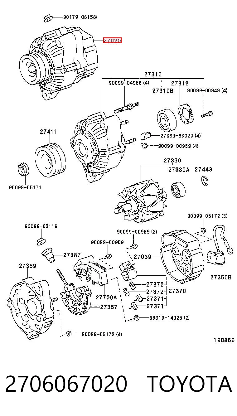 2706067020 Toyota Авто генератор